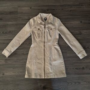 BDG by Urban Outfitters Taupe Tan Denim Long Sleeve Zipper Dress Size 4